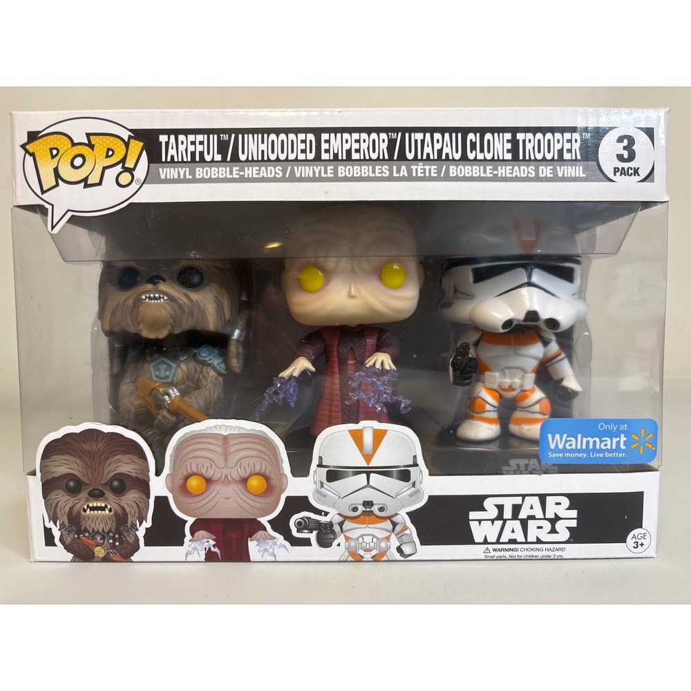 Funko Pop Star Wars 3-Pack Tarfful Unhooded Emperor Utapau Clone Trooper Walmart
